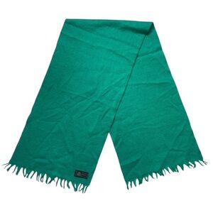 Teal Green Lambswool Scarf with Fringe